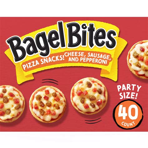 Bagel Bites Cheese Sausage And Pepperoni Mini Bagels Party Size Shop Entrees And Sides At H E B