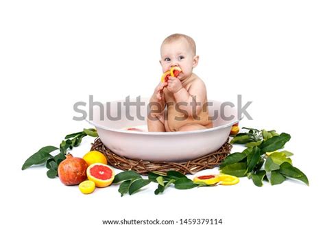 Cute Naked Infant Milk Bath Citrus Stock Photo Shutterstock