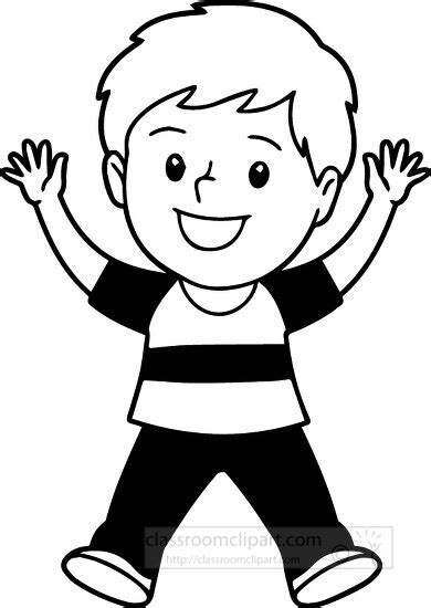 Free Black White Kid Classroom Clipart