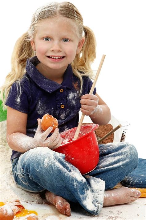 Beautiful Preschool Girl Child Baking Mess Stock Image Image 22765907