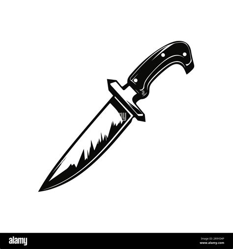 Black Knife Icon In Flat Style Isolated On White Background Hunting