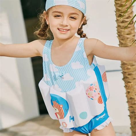 LeadingStar Kids Girls Buoyancy Swimsuit with Kickboard Set Cap Bathing ...