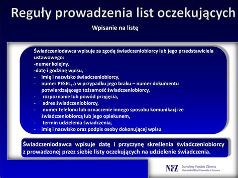 Listy Oczekuj Cych Prowadzenie I Sprawozdawczo Opracowanie Ppt