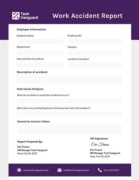 Modèle de rapport d accident du travail Venngage