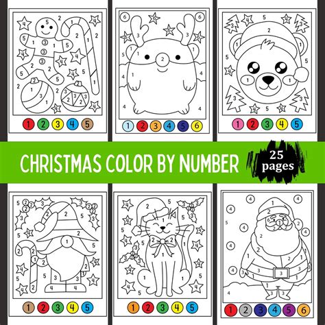 Christmas Color By Number For Kids Color By Number Book Printable