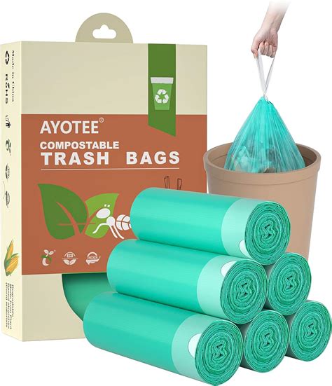 Amazon AYOTEE Compostable Trash Bags 4 Gallon Drawstring Trash