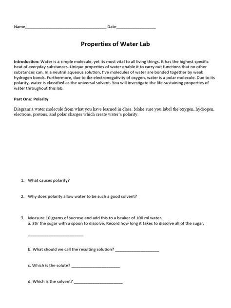 Properties Of Water Pdf Water Chemical Polarity