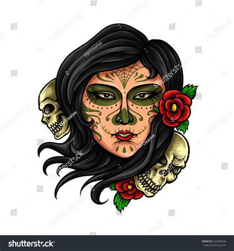 Vector Illustration Girl Day Dead Make Vector De Stock Libre De