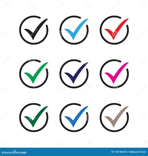 Set Of Colored Check Mark Icons Tick Symbol Tick Icon Vector