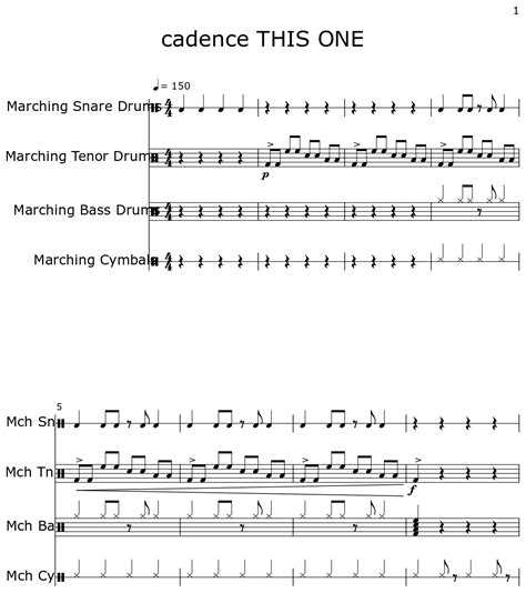 Cadence THIS ONE Sheet Music For Marching Snare Drums Marching Tenor