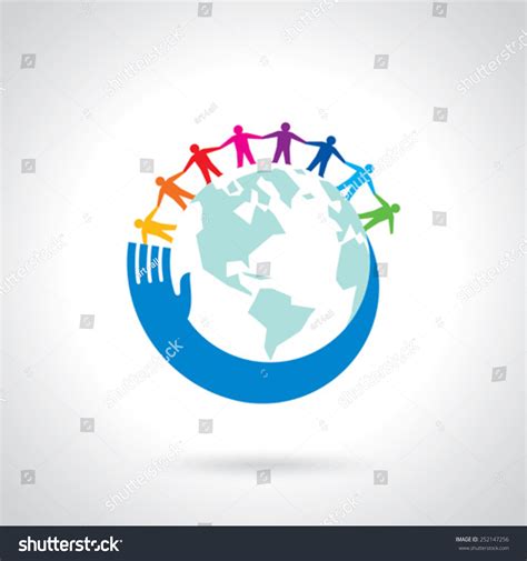 Earth Globe People Teamwork Concept Stock Vector Royalty Free