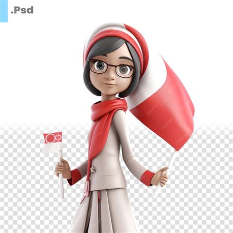 Premium Psd 3d Illustration Of Asian Businesswoman Holding Indonesia