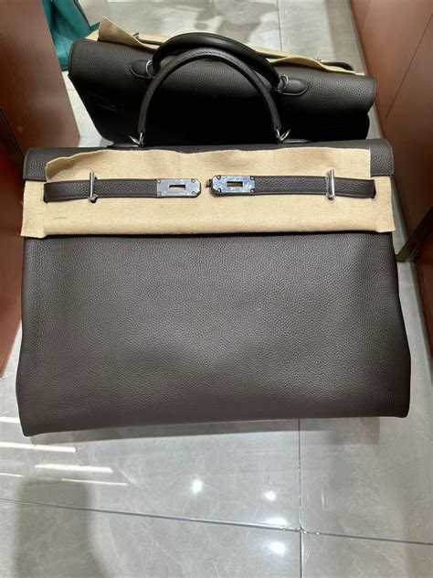 Hermes Kelly 50 Togo Gold Black Etoupe Ebene Palladium Hardware