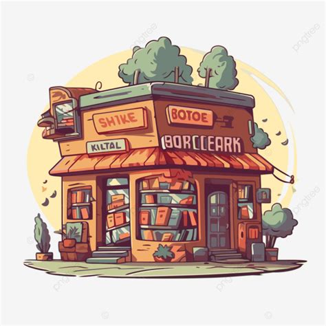 Bookstore Clipart Vector, Clipart, In The Style Of Gorpcore Cartoon ...