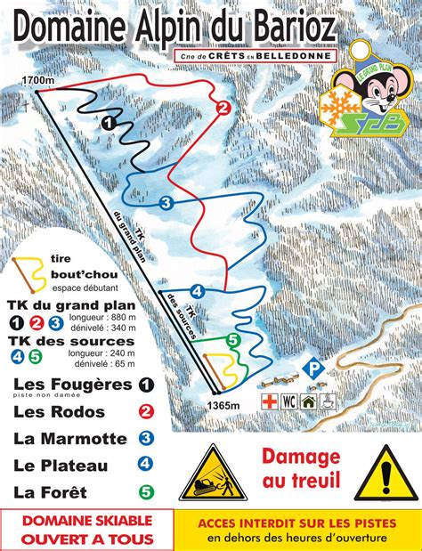 BERGFEX Plan de piste Barioz Crêt du Poulet Carte panoramique