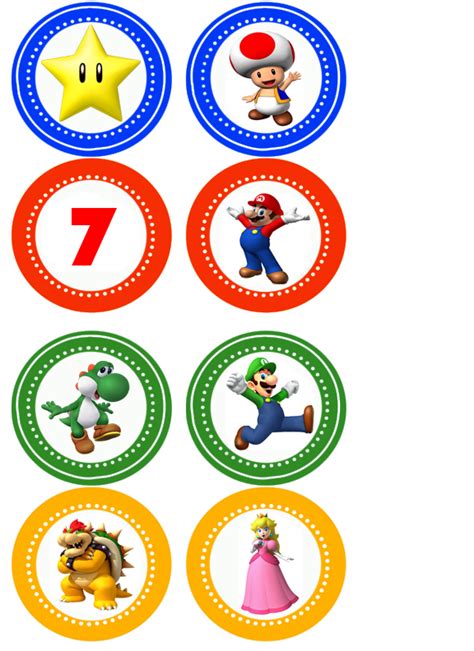 Cupcake Toppers Super Mario Bros Birthday Party Super Mario Birthday