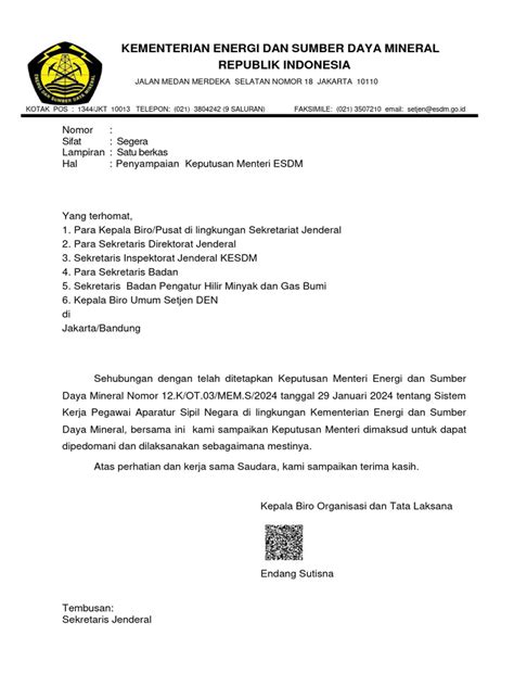 kepmen esdm   sistem kerja