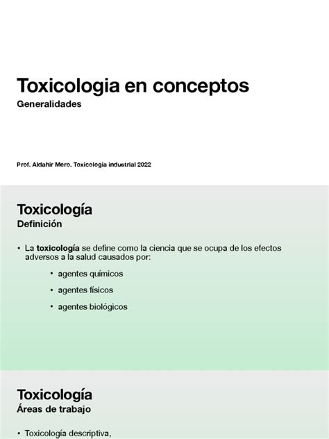 Tema No 1 Toxicología En Conceptos Pdf Toxicología Toxicidad