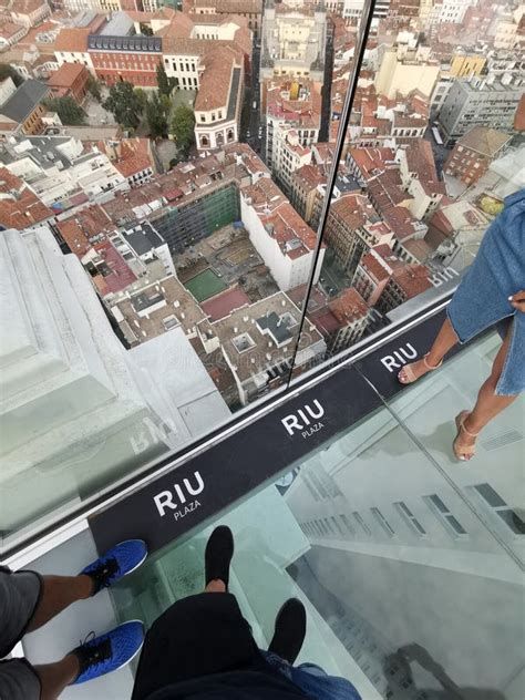 View At The Streets Of Madrid From The Glass Bridge On The Top Of The