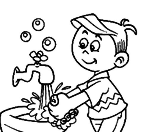 Girl Washing Hands Coloring Page - Free Printable Coloring Pages for Kids