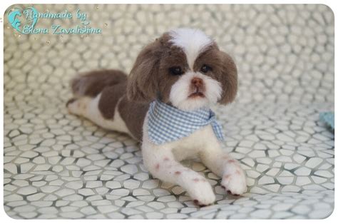 Miniature Felt Dogshih Tzuneedle Felted Etsy