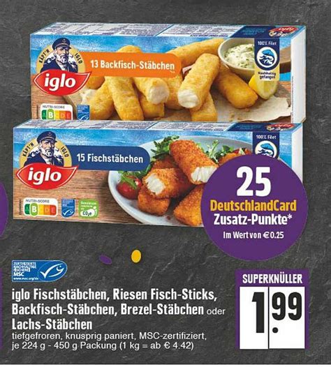 Iglo Fischstäbchen Riesen Fisch sticks Backfisch stäbchen Brezel