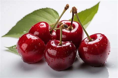 Pilha De Cerejas Frescas Isoladas Em Branco Pilha De Cerejas Doces