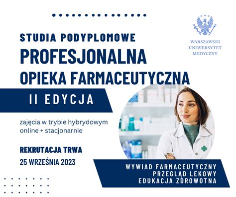 NABÓR NA STUDIA PODYPLOMOWE PROFESJONALNA OPIEKA FARMACEUTYCZNA W