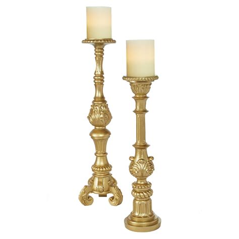 Tall Gold Candlesticks, Set of 2| Décor | Brylane Home