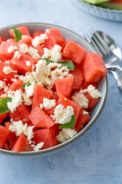 Wassermelonen Feta Salat Mit Minze Erfrischender Sommersalat