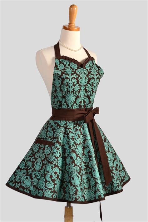 Sweetheart Retro Apron Sexy Kitchen Apron In Elegant Teal Etsy