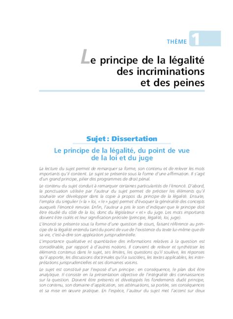 Le Principe De Légalité Criminelle En Droit Pénal