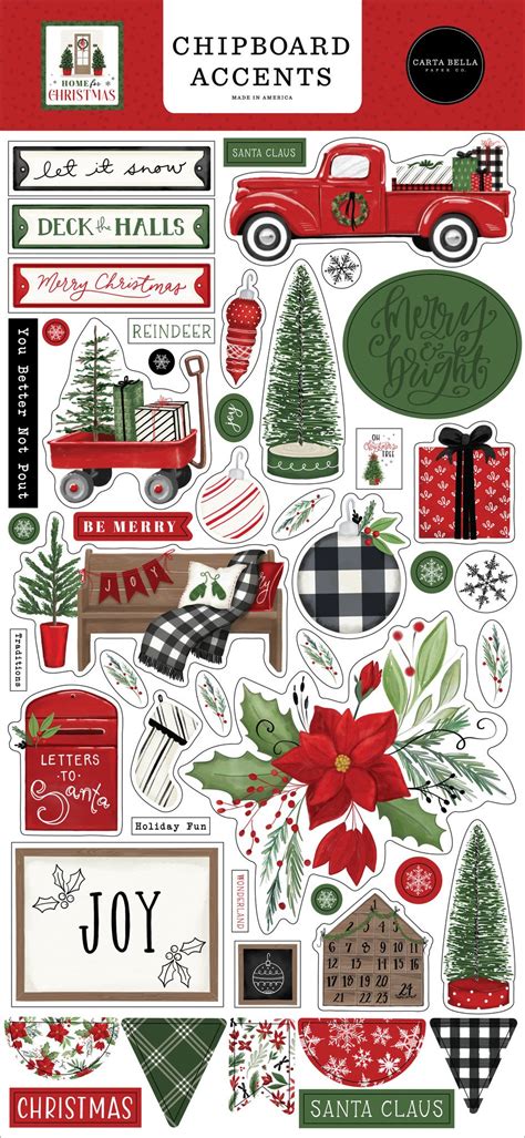 Carta Bella Home For Christmas Chipboard Accents Cbhfc139021 Carta