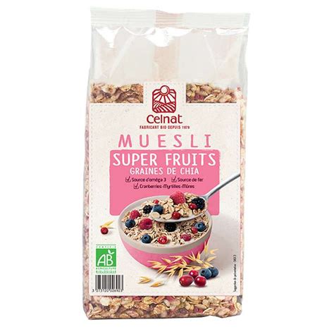 Muesli Super Fruits Graines De Chia BIO Celnat 375 G La Belle Vie