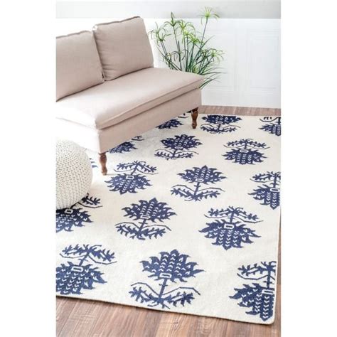 Nuloom Flatweave Floral White Wool Rug 76 X 96 76 X 96