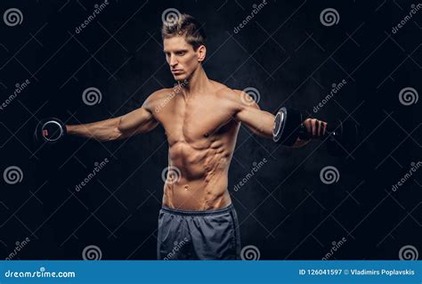 Handsome Shirtless Man With Stylish Hair And Muscular Ectomorph Body