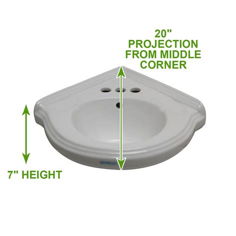 Corner Wall Mount Sink White Classy Design Basin Overflow and Centerset ...