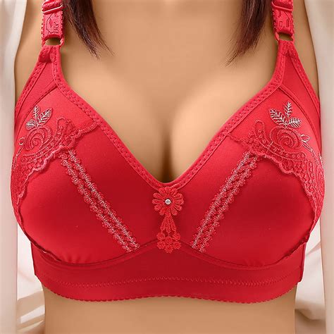 Mallwal Women Bras Push Up Full Coverage Bra Feature V Neck Full Figure Bra Style W 1786 Red Xl