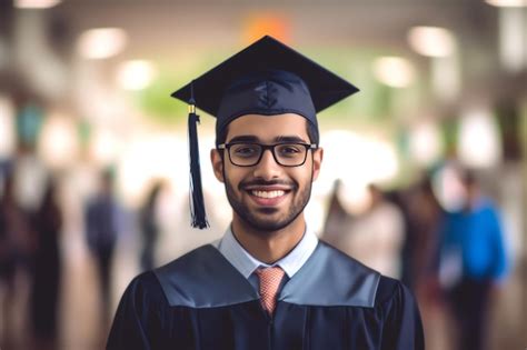 Premium Photo A Man In A Graduation Cap And Gown Smiles At The Camera