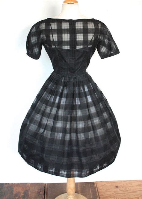 1950s Sheer Plaid Dress Vintage Boho Chic Vintage Style Retro Fashion Vintage Fashion