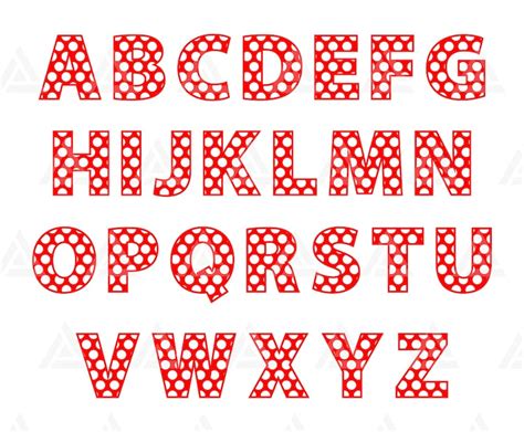 Red Polka Dot Alphabet Svg Polka Dot Uppercase Letters Polka Etsy