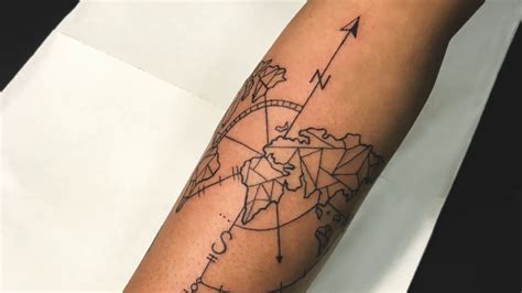 Geometric World Map Tattoo Time Lapse Youtube