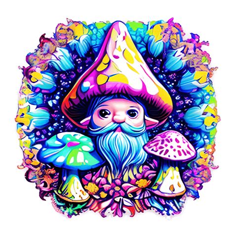 Gnome Under A Trippy Mushroom Lisa Frank Style · Creative Fabrica