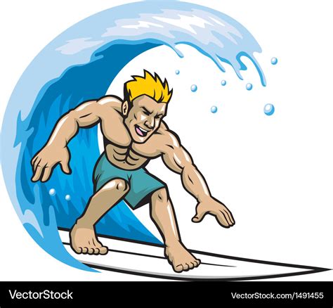 Surfer Enjoying The Wave Royalty Free Vector Image