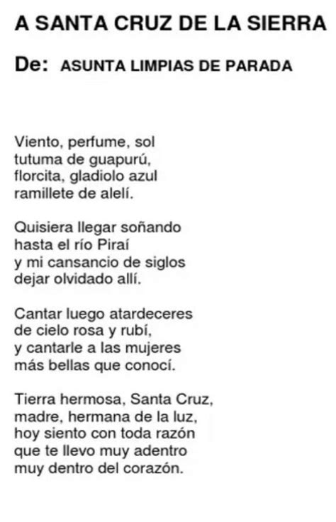 Necesito Un Poema Costumbrista Inventada De Santa Cruz De La Sierra