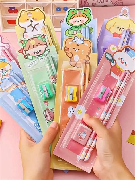 Free Returns Free Shipping 1set5pcs Childrens Pencil Stationery Set