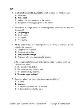 Benchmark Advance Reading Comprehension Quiz Nd Grade Supply And Demand