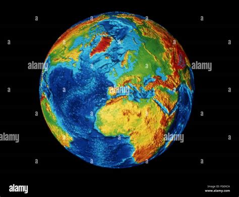 EARTH: TOPOGRAPHY. /nDigital image of the topography of the Earth, showing land and sea-floor ...