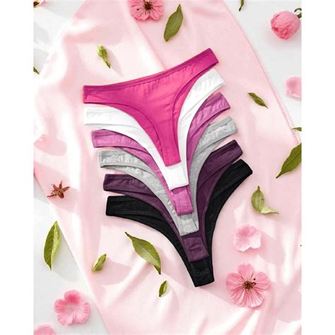 Kit 10 Calcinhas Fio Dental de Algodão Respirável Lingerie Shopee Brasil