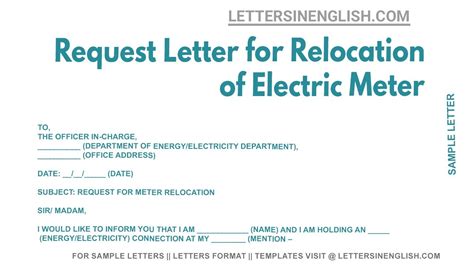 Request Letter For Relocation Of Electric Meter Letter Requesting